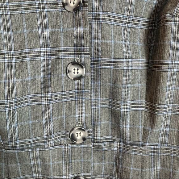 Show Me Your MuMu Arlette Academia Grey Plaid Button Front Mini Dress Sz. Medium - Picture 7 of 16